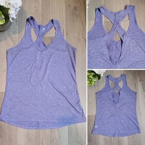 Champion Blue White Striped Criss-cross Keyhole Racerback Athletic Top, Women L